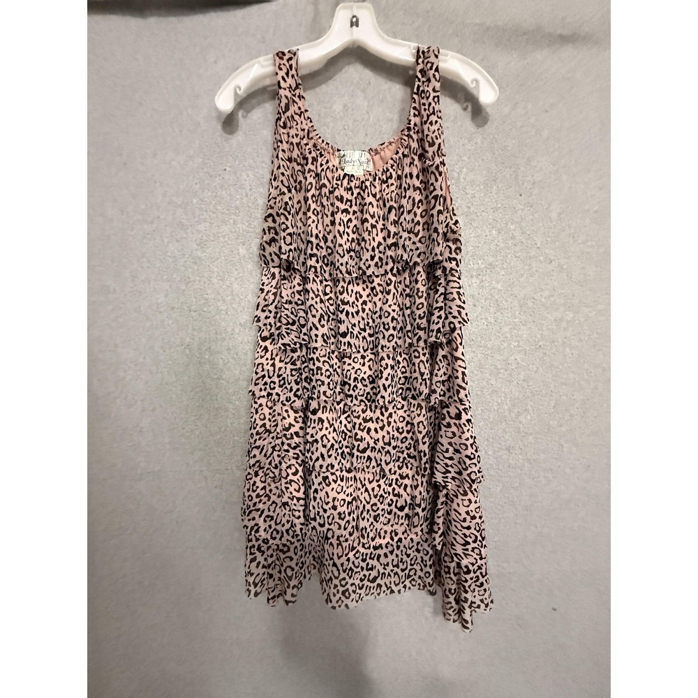 Lady Noiz Dress Womens XL Pink Animal Print Ruffle Tiered Trapeze Lined